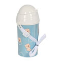 Garrafa com Tampa e Palhinha Safta Baby Bear Azul Pvc 500 Ml