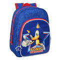 Mochila Escolar Sonic Let's Roll 26 X 34 X 11 cm Azul Marinho