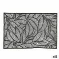Individuais Quid Habitat Folhas Preto Têxtil (30 X 45 cm) (pack 12x)