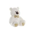 Urso de Peluche Dkd Home Decor Laço Dourado Poliéster Branco Infantil Urso