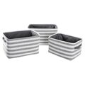 Conjunto de Cestas Dkd Home Decor Cinzento Riscas Algodão (42 X 32 X 25 cm) (3 Peças)