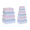 Conjunto de Caixas de Organização Empilháveis Dkd Home Decor Azul Cor de Rosa Cartão (43,5 X 33,5 X 15,5 cm)