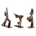 Figura Decorativa Home Esprit Cor de Rosa Dourado Yoga Scandi 19 X 6 X 26 cm (3 Unidades)