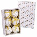 Bolas de Natal Branco Dourado Papel Polyfoam 7,5 X 7,5 X 7,5 cm (6 Unidades)