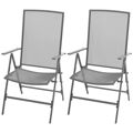  Cadeiras de Jardim Empilháveis 2 Un. Aço Cinzento