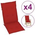 Almofadões para Cadeiras de Jardim 4 pcs 120x50x3 cm Vermelho
