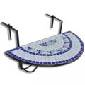 Mesa de Pendurar para Varanda Semi-circular em Mosaico Azul Branco