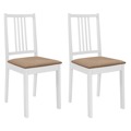 Cadeiras de Jantar com Almofadões 2 pcs Madeira Maciça Branco