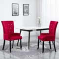 Cadeira de Jantar com Apoio de Braços Veludo Vermelho