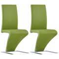 Cadeiras de Jantar Ziguezague 2 pcs Couro Artificial Verde
