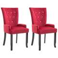 Cadeira de Jantar com Apoio de Braços 2 pcs Veludo Vermelho