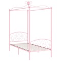 Estrutura de Cama com Dossel 100x200 cm Metal Cor-de-rosa