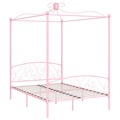 Estrutura de Cama com Dossel 120x200 cm Metal Cor-de-rosa