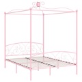 Estrutura de Cama com Dossel 180x200 cm Metal Cor-de-rosa