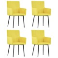 Cadeiras de Jantar com Apoio de Braços 4 pcs Tecido Amarelo