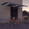 Toldo com Sensor de Vento e LED 600x300 cm Azul e Branco