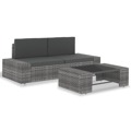 Conjunto Lounge de Jardim Vime Pe Cinzento 3 pcs