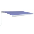 Toldo Manual com Caixa 500x300 cm Azul e Branco