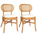 Cadeiras de Jantar 2 pcs Linhos Castanho-claro