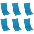 Almofadões para Cadeiras de Jardim 6 pcs 120x50x4 cm Azul