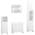 Conjunto Móveis Casa de Banho Contraplacado Branco Brilhante 4 pcs