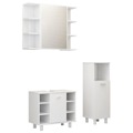 Conjunto de Móveis de Casa de Banho Contraplacado Branco 3 pcs