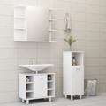 Conjunto de Móveis de Casa de Banho Contraplacado Branco 3 pcs