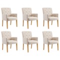Cadeiras de Jantar com Apoio de Braços 6 pcs Tecido Bege