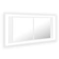 Armário Espelhado Casa de Banho LED 100x12x45 cm Branco