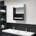 Armário Espelhado Casa de Banho LED 50x14x60cm Cinzento Cimento