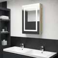 Armário Espelhado Casa de Banho LED 50x13x70 cm Branco/carvalho