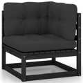 Conjunto Lounge Jardim C/ Almofadões Pinho Maciço Preto 2 pcs