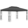 Gazebo com Toldo Duplo e Cordões de Luzes 3x4 M Antracite