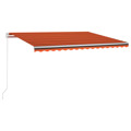 Toldo Retrátil Manual com LED 400x350 cm Laranja e Castanho