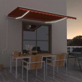 Toldo Autom. LED e Sensor de Vento 400x350 cm Laranja/castanho