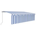 Toldo Retrátil Manual com Estore 5x3 M Azul e Branco