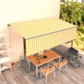 Toldo Retrátil Automático com Estore 5x3 M Amarelo e Branco