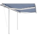 Toldo Automático LED e Sensor de Vento 3,5x2,5 M Azul e Branco