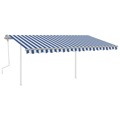 Toldo Retrátil Manual com Luzes LED 4x3 M Azul e Branco