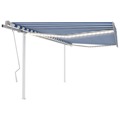 Toldo Retrátil Manual com Luzes LED 4x3,5 M Azul e Branco