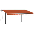 Toldo Retrátil Manual com Luzes LED 4,5x3 M Laranja e Castanho