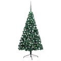 Meia Árvore Natal Artificial C/ Luzes LED e Bolas 180 cm Verde