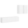 Conjunto de Móveis de Tv Contraplacado Branco 4 pcs