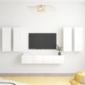 Conjunto de Móveis de Tv Contraplacado Branco Brilhante 6 pcs