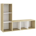 Móveis de Tv 2pcs 107x35x37cm Contrapl. Branco/carvalho Sonoma