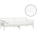 Sofá-cama com Colchão 90x200 cm Pinho Maciço Branco