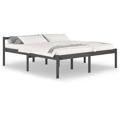 Estrutura de Cama Super King 180x200 cm Pinho Maciço Cinza