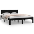 Estrutura de Cama King 150x200 cm Madeira Maciça Preto