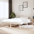 Estrutura de Cama 140x190 cm Madeira de Pinho Maciça Branco