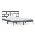 Estrutura de Cama King 150x200 cm Madeira Maciça Cinzento